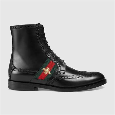 gucci web bee hiking boots|Gucci Web Accent Leather Hiking Boots .